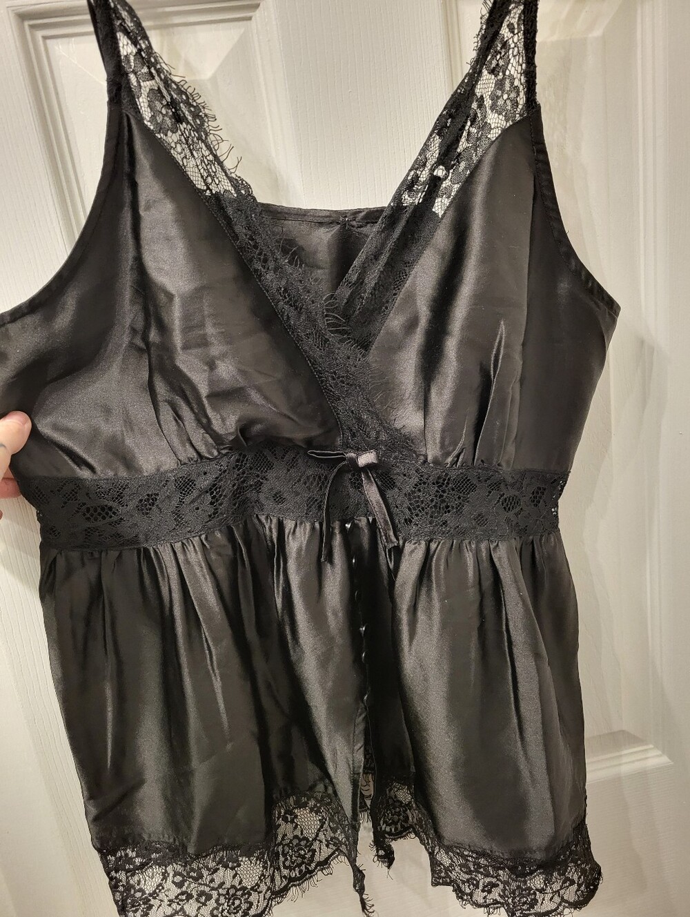 Disturbia Women's Black Lace Trim Satin Camisole